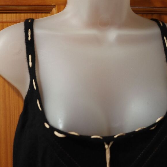 Max Studio Black Tan Cashmere Camisole Tie Front Going Out Top Medium - Picture 3 of 13